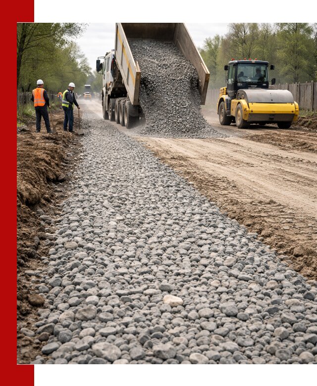 Доставка щебня для отсыпки дорог в Тольятти высокого качества