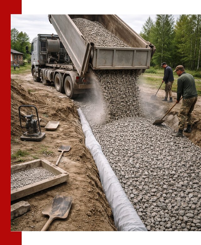 Гравий для дренажа с доставкой в Тольятти качественный и недорогой