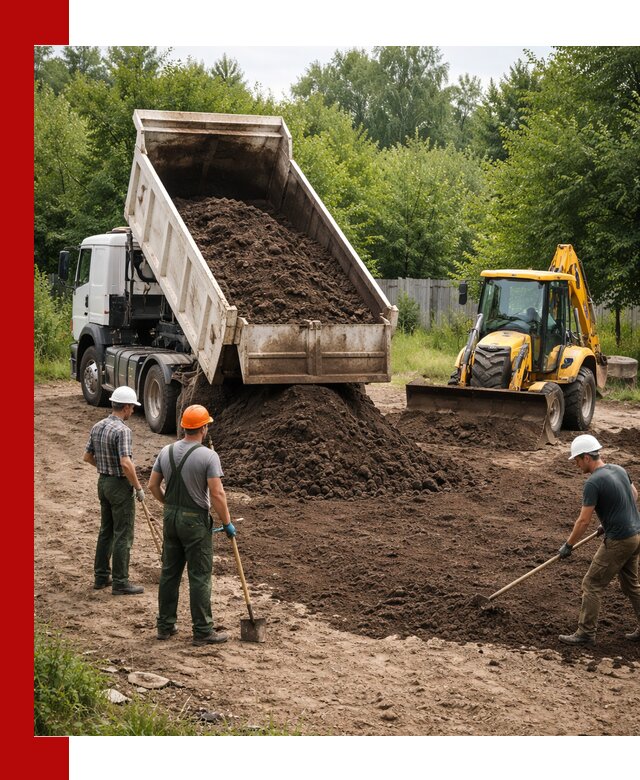 Доставка и укладка грунта для выравнивания участка в Тольятти