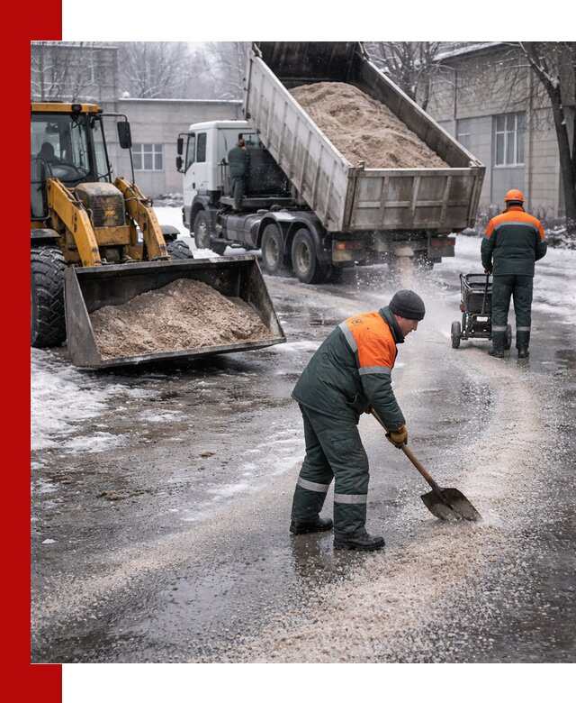 Реагент против гололеда с доставкой и нанесением в Тольятти