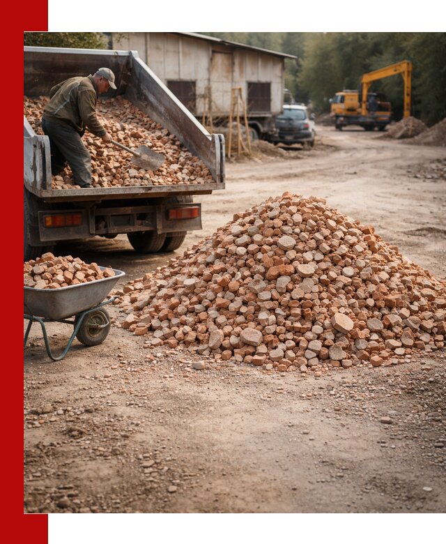 Доставка и подушка из боя кирпича с разгрузкой в Тольятти