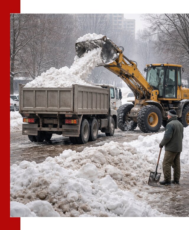 Вывоз снега грузовой техникой в Тольятти оперативно и чисто
