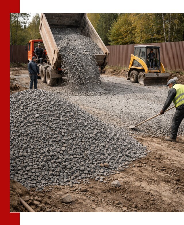 Отсыпка участка щебнем с доставкой и уплотнением в Тольятти