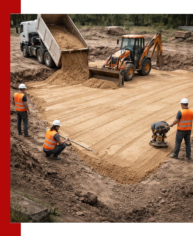 Устройство песчаной подушки для фундаментов и дорог в Тольятти